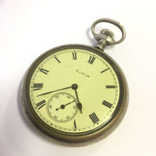 Antique 1903 Elgin pocketwatch in silveroid case - serial 14370036 - open face - working