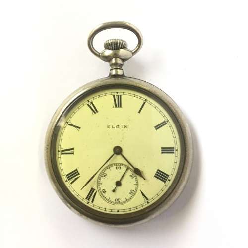 Antique 1903 Elgin pocketwatch in silveroid case - serial 14370036 - open face - working
