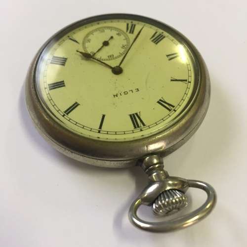 Antique 1903 Elgin pocketwatch in silveroid case - serial 14370036 - open face - working