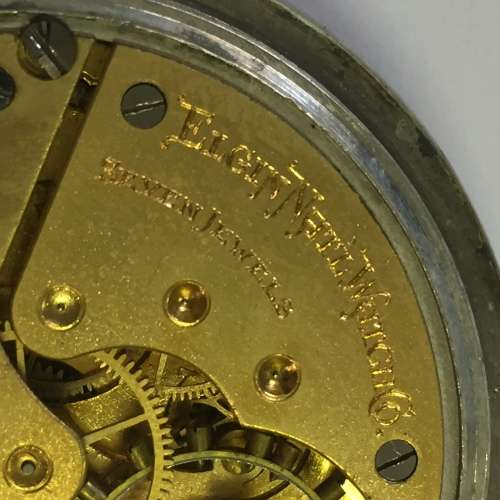 Antique 1903 Elgin pocketwatch in silveroid case - serial 14370036 - open face - working