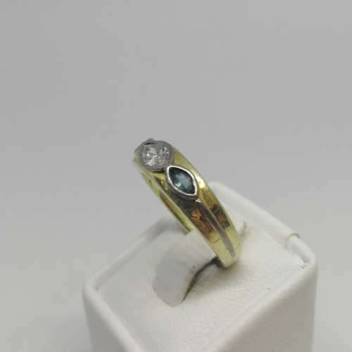 14kt Gold ring with marquise diamond - color F - weighs 5.8grams - size L 1/2