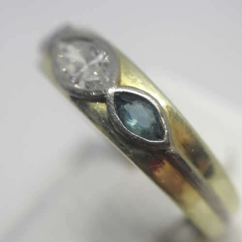 14kt Gold ring with marquise diamond - color F - weighs 5.8grams - size L 1/2