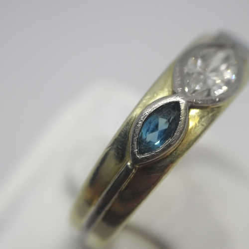 14kt Gold ring with marquise diamond - color F - weighs 5.8grams - size L 1/2