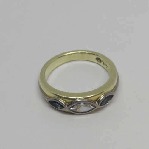 14kt Gold ring with marquise diamond - color F - weighs 5.8grams - size L 1/2