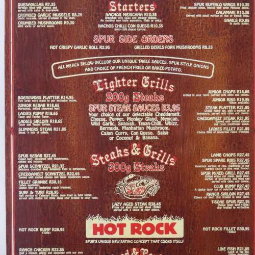 Vintage Texas spur menu - Wooden - Spur burger was R10-15 - Size 43 x 25