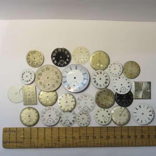 Lot of 25 mixed watch face plates - Some enameled