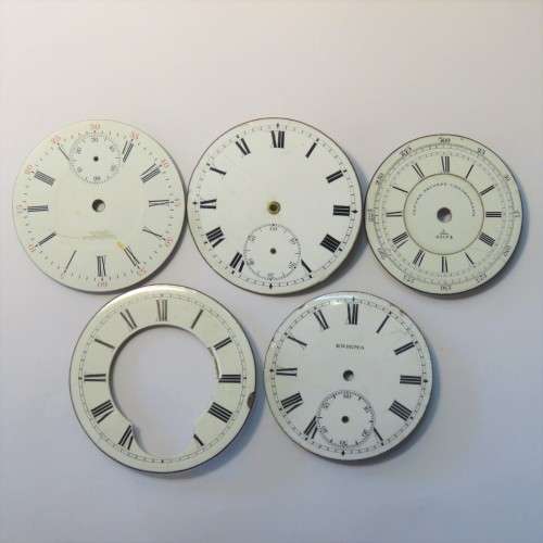 Lot of 5 Enameled pocket watch faces