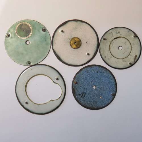 Lot of 5 Enameled pocket watch faces
