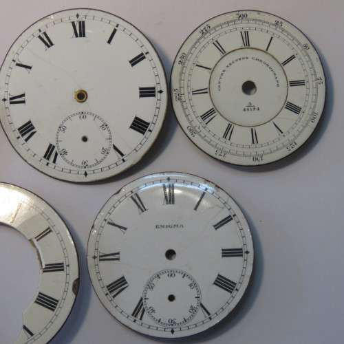 Lot of 5 Enameled pocket watch faces