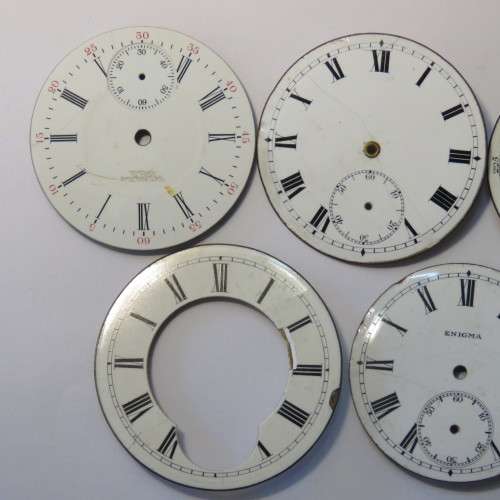 Lot of 5 Enameled pocket watch faces