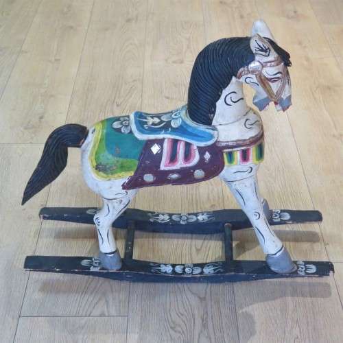 Vintage Rocking horse - Damage to ear - Base length 72 cm -  Horse 63 cm High