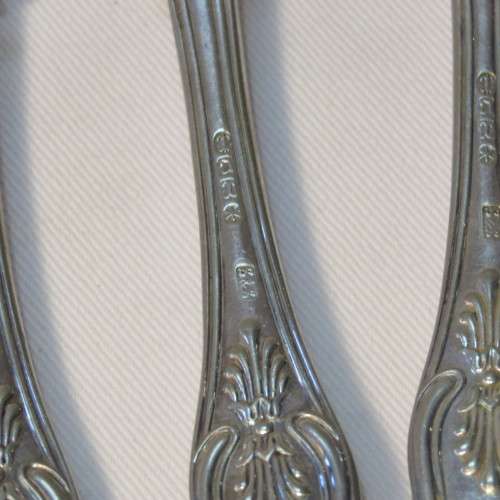 Lot of 5 forks antique with eagle over leopard marks - Unknown - Silverplate