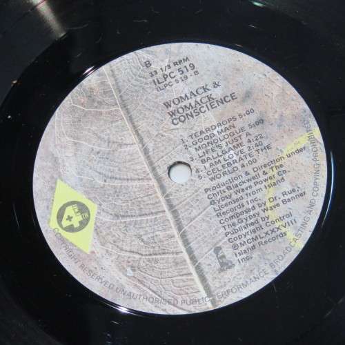 Vintage Vinyl Music Record LP 33 rpm Womack & Womack Conscience 1988 Island Records - ILPC519