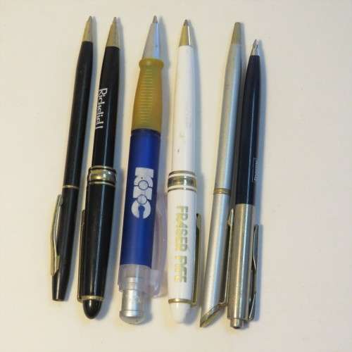 Lot of 6 branded pens - Sold as - Not working - KIC, Richelieu, Fraser Fyfe, Ammway, Lewis
