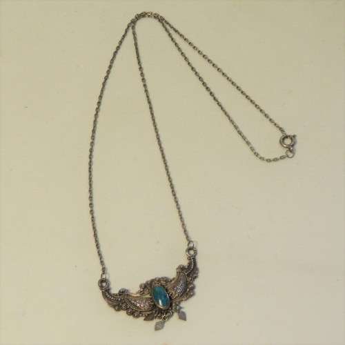 Silver 925 choker necklace with turquoise