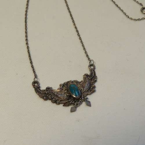 Silver 925 choker necklace with turquoise