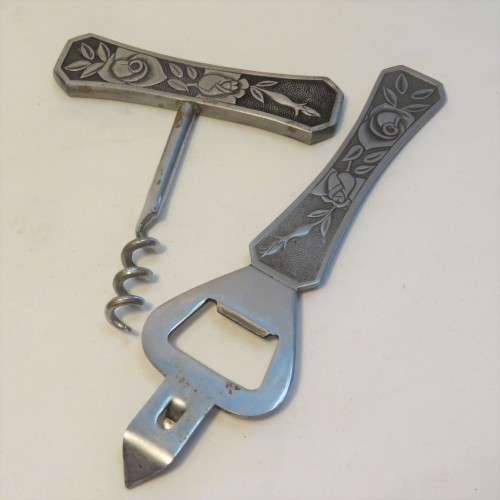 Vintage corkscrew and bottle opener set
