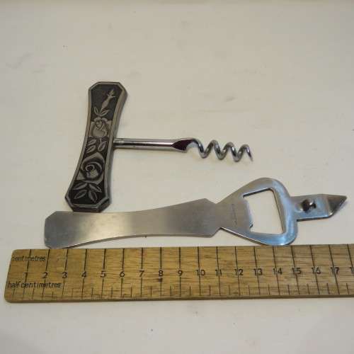 Vintage corkscrew and bottle opener set