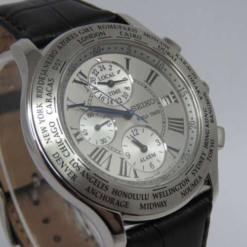 Rare Seiko World Timer Quartz mens watch - 5T82-0AB0 - Excellent working condition