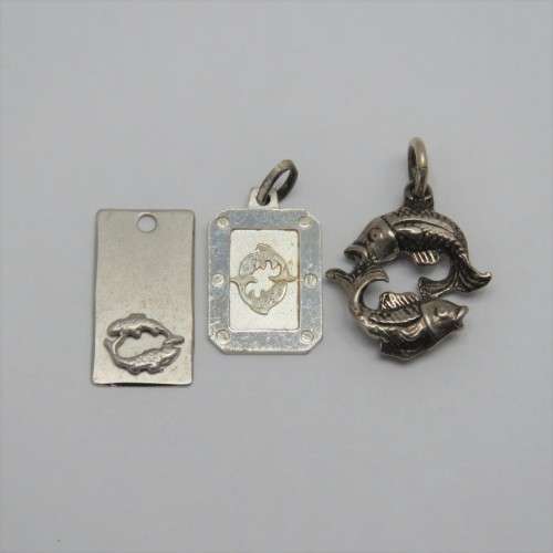 Lot of 3 Pisces Zodiac pendants - Some silver