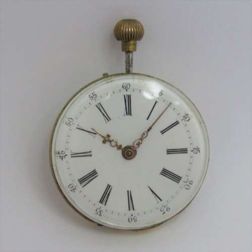 Antique pocketwatch movement, glass and crown - 3 Bar Swiss movement - Working