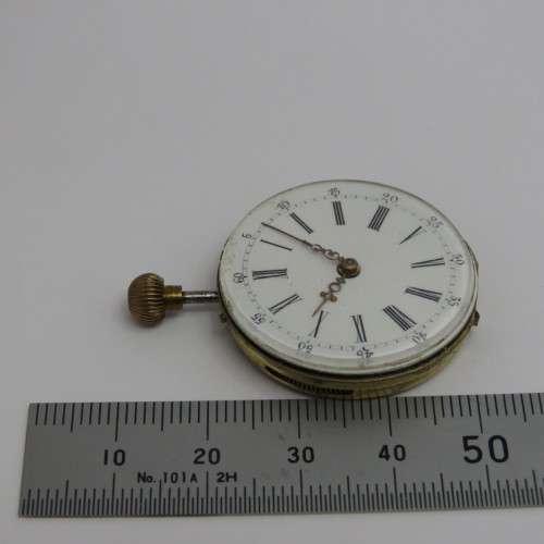 Antique pocketwatch movement, glass and crown - 3 Bar Swiss movement - Working