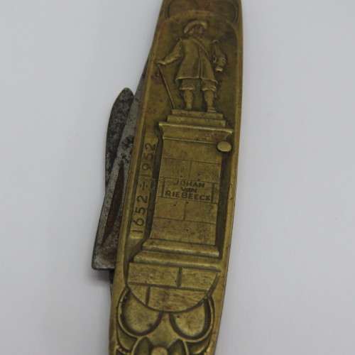 1652-1952 Jan Van Riebeeck brass pocket knife - Well used