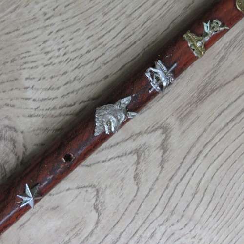 Vintage Walking stick with badges and cartridges made by Rhodesian bush war soldier