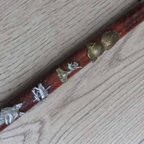 Vintage Walking stick with badges and cartridges made by Rhodesian bush war soldier