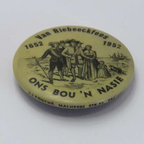 1652-1952 Van Riebeeckfees lapel badge - Ons bou n Nasie