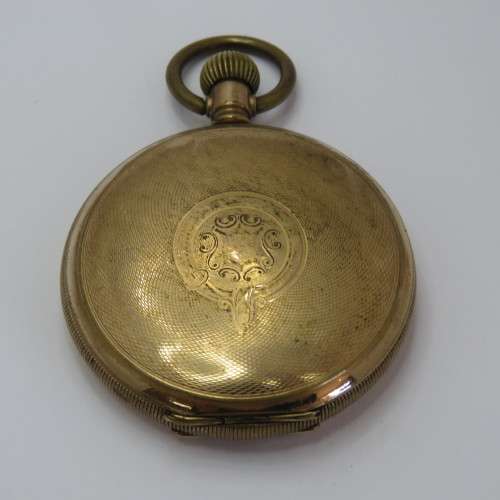 Antique Elgin goldplated full hunter pocketwatch - No glass - Balance staff broken - Not working