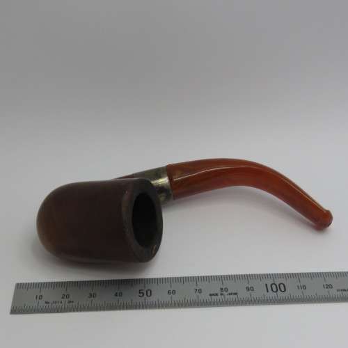 Blumfeld Best Briar BBB pipe with sterling silver band in original case - Amber mouthpiece cracked