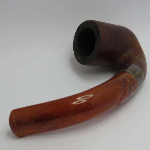 Blumfeld Best Briar BBB pipe with sterling silver band in original case - Amber mouthpiece cracked