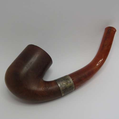 Blumfeld Best Briar BBB pipe with sterling silver band in original case - Amber mouthpiece cracked