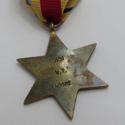 WW2 The Africa Star issued to 6151 W.T. Moore