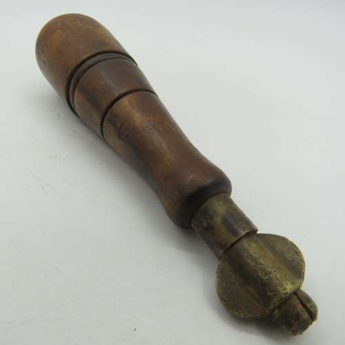 Vintage wooden tool handle with screw top for bits