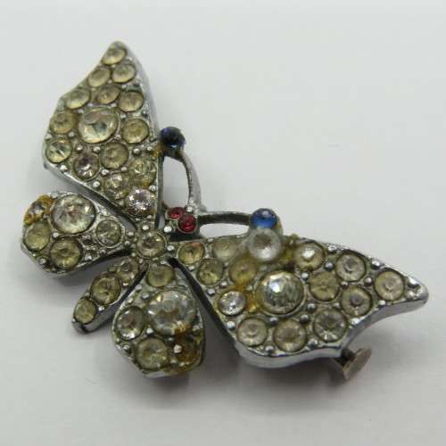 Vintage butterfly brooch with many stones