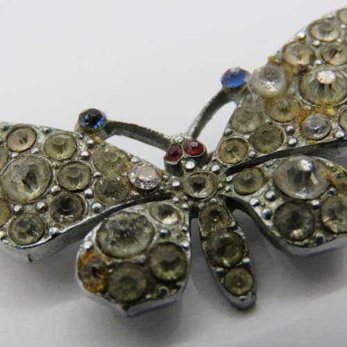 Vintage butterfly brooch with many stones
