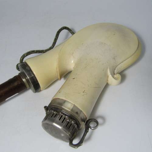 Antique Austrian meerschaum pipe with Silver lid dated 1858 - in case