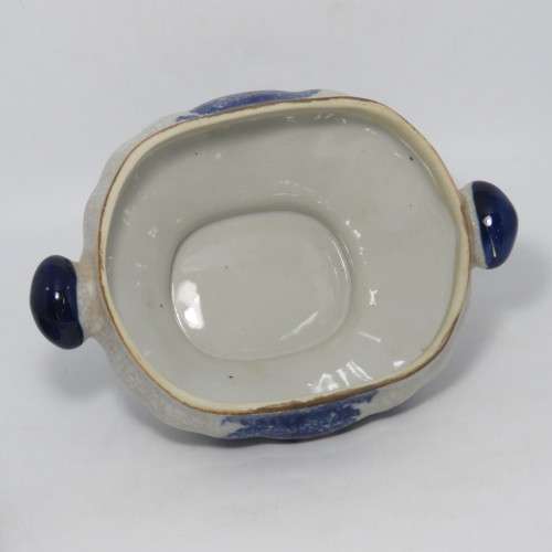 Beautiful Antique serving bowl with lid - Blue and white