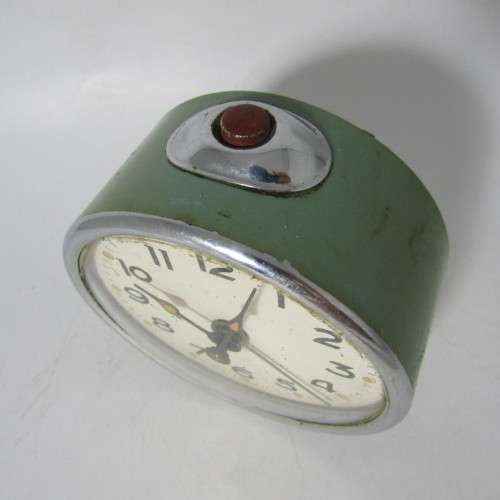 Vintage Bedside Alarm clock - runs and stops - missing winding key