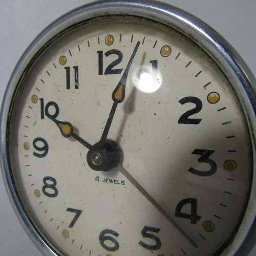 Vintage Bedside Alarm clock - runs and stops - missing winding key
