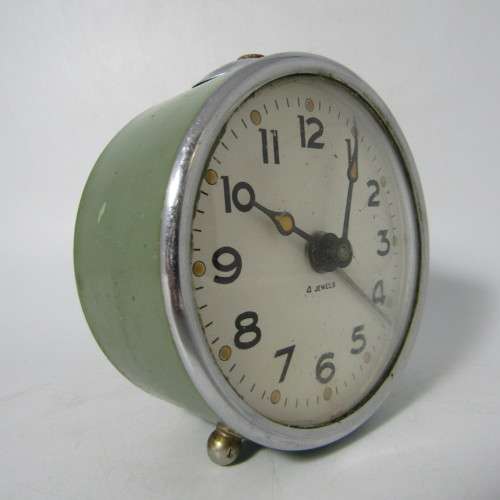 Vintage Bedside Alarm clock - runs and stops - missing winding key
