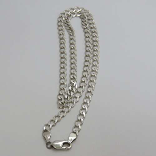 Sterling silver Cuban link chain necklace - Weighs 14,6 g - Length 22,5 cm (closed)