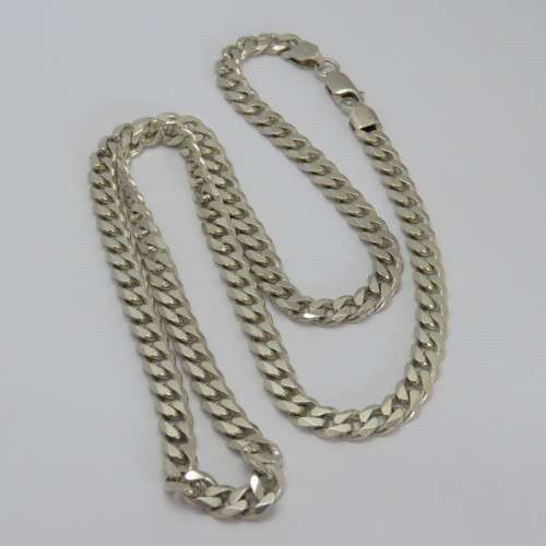 Sterling silver Cuban Curb necklace - Weighs 42,6 g - Length 60,5 cm - Width 5 mm