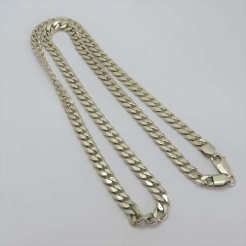 Sterling silver Cuban Curb necklace - Weighs 42,6 g - Length 60,5 cm - Width 5 mm