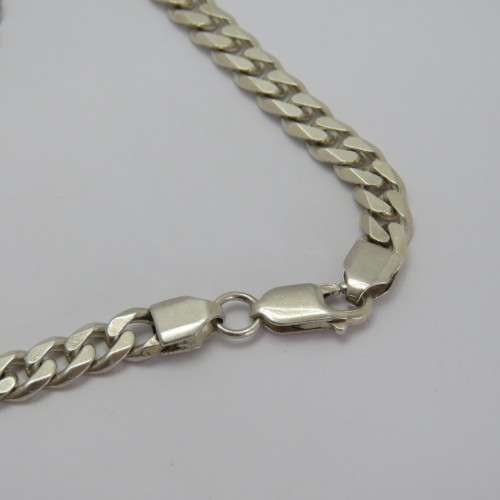 Sterling silver Cuban Curb necklace - Weighs 42,6 g - Length 60,5 cm - Width 5 mm