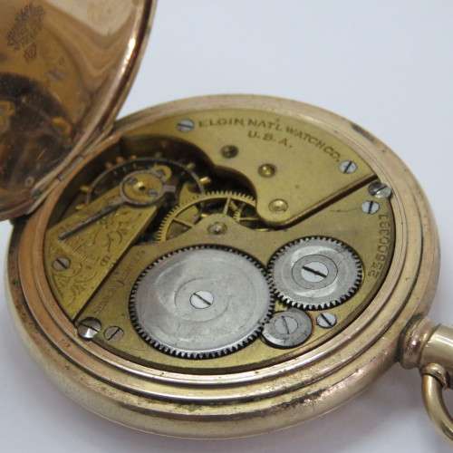 Elgin goldplated full hunter pocketwatch for spares - Not working - Serial 25600381