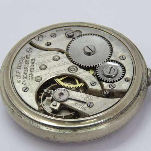 Vintage Wolf Bros Cape Town pocketwatch for spares - No winder - Runs and stops