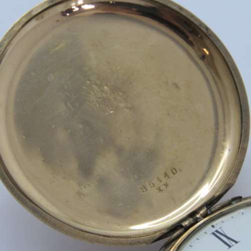 Antique Waltham Mass Full hunter pocketwatch for spares - Not working - Goldplated case